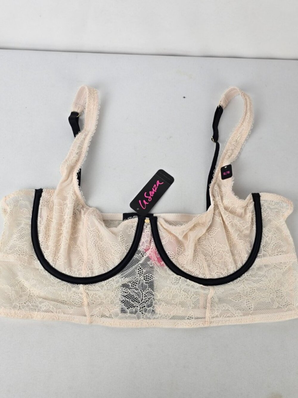 Unlined Satin Balconette Bra Top in Ivory Dawn Size XL